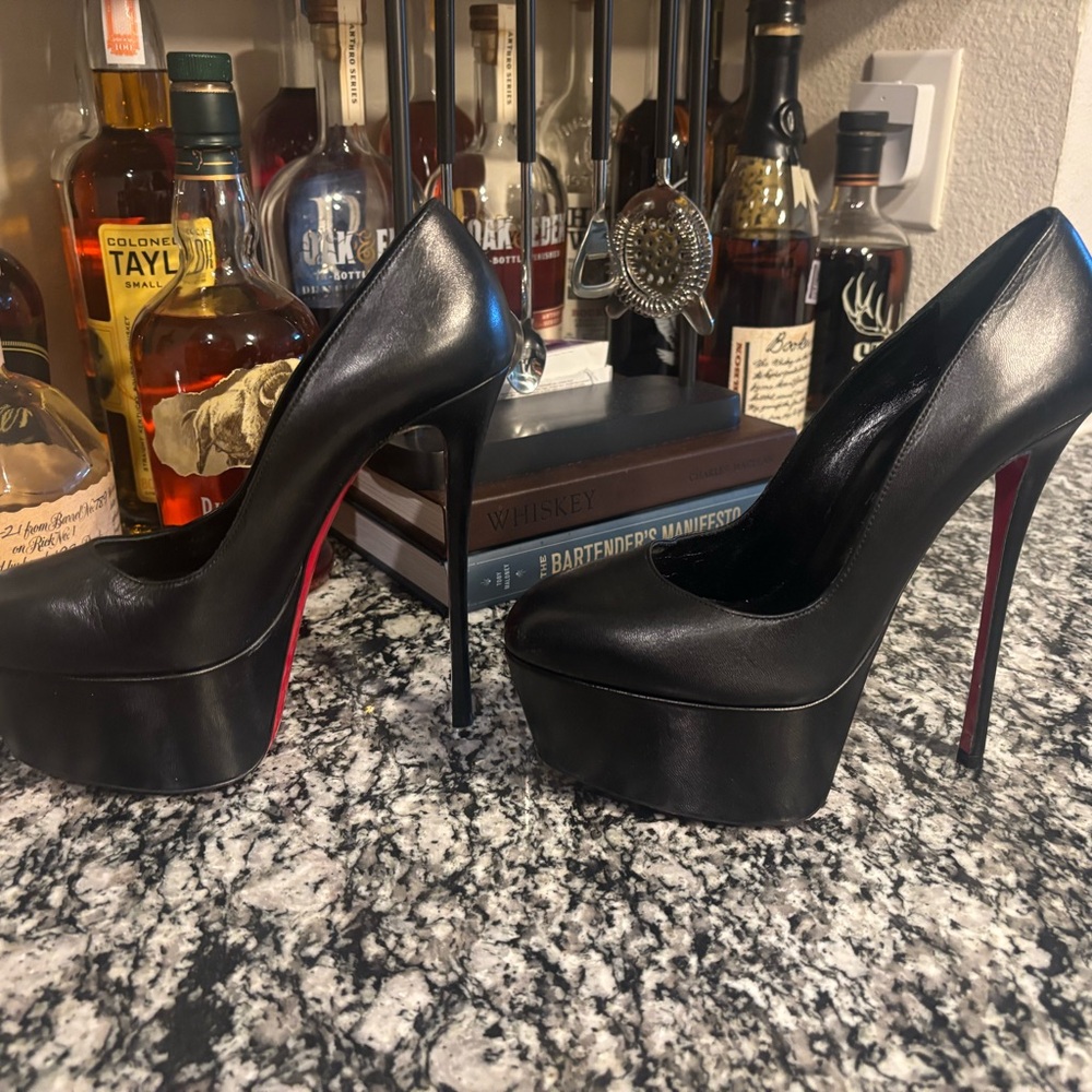 Christian Louboutin Black and Red Stiletto Platform Heels